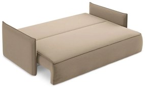 Canapea maro deschis extensibilă/cu spațiu de depozitare cu tapițerie din catifea 225 cm Hula – Makamii