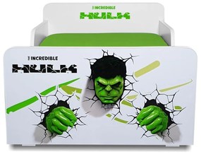 Pat copii Hulk 2-12 ani cu sertar si saltea inclusa
