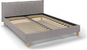Pat matrimonial gri cu tăblie și somieră 160x200 cm Tina – Ropez