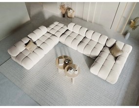 Colțar modular bej cu tapițerie din catifea (cu colț pe partea stângă /în formă de "U") Bellis – Micadoni