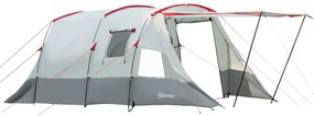 Outsunny Tenta de camping familială 6-8 persoane, tentă tunnel impermeabilă, uși + ferestre, 5,1 x 2,4 x 1,8 cm, gri deschis | Aosom Romania