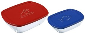 Set de 2 recipiente din sticlă pentru alimente PYREX, 1,2/2,5 l