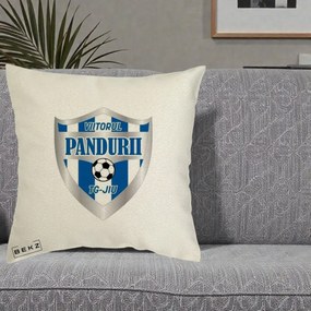 Perna Personalizata Pandurii Targu Jiu Fotbal, 40x40 cm, Ecru, Husa Detasabila, Perna Inclusa, BEKZ®