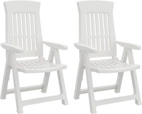 vidaXL Scaune rabatabile de grădină, 2 buc., alb, PP