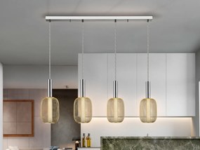 Lustra cu 4 pendule LED design modern Micron crom/auriu SV-413756