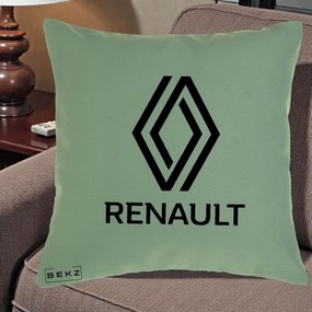 Perna Personalizata cu emblema Renault, 40x40 cm, Verde, Husa Detasabila, Perna Inclusa, BEKZ®