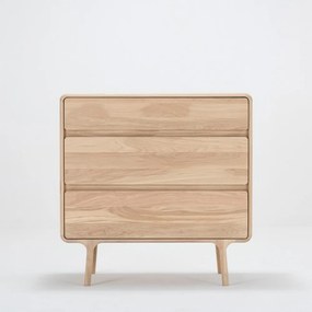 Comodă din lemn masiv de stejar cu 3 sertare Gazzda Fawn