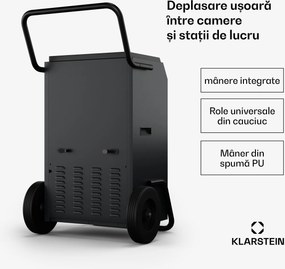 Klarstein DuraDry 90L dezumidificator, 90 l/zi, 120-180 m², oțel inoxidabil, mobil, 450 m³/h