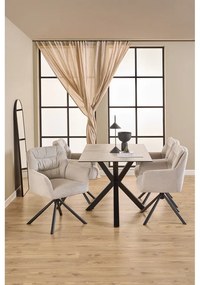 Scaun de sufragerie bej cu cotiere tapițat Alonso – Actona