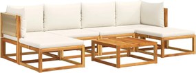 vidaXL Set canapele de grădină cu 7 piese, perne, lemn de salcâm și frânghie