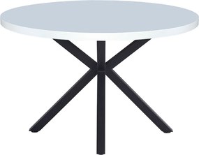 Masă de sufragerie, alb mat/ negru, diametru 120 cm, MEDOR