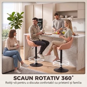 HOMCOM Set 2 Scaune de Bar din Piele Ecologică cu Spătar, Brațe și Înălțime Reglabilă, Maro | Aosom Romania