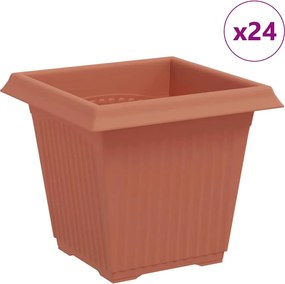vidaXL Vază pătrată pentru flori 24 pcs Roșu cărămidă 16 x 16 x 14 cm