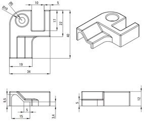 Componenta pentru imbinarea usilor de dus Deante Kerria Plus, crom lucios Crom lucios