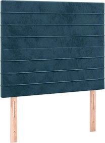 vidaXL Tăblie de pat albastru închis 100x5x118/128 cm catifea