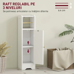 HOMCOM Dulap Compact pentru Baie cu Suport Hârtie Igienică - Alb | Aosom Romania