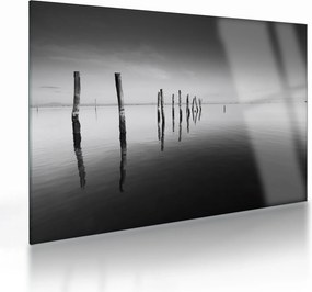 Tablou pe sticlă cu nivelul de lac alb negru (70x50 cm)