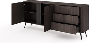 Comodă Edrin 195 cm cu sertare - stejar dunin / negru