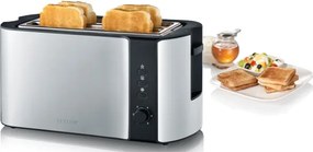 Severin AT 2590 - Prăjitor de pâine cu 4 fante, 1400 W/230 V, oțel inoxidabil/negru