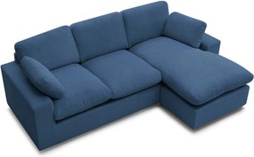 Colțar albastru cu tapițerie din catifea reiată Belair – Bobochic Paris