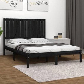 3104412 vidaXL Cadru de pat, negru, 120x200 cm, lemn masiv de pin