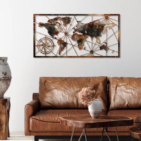 Decorațiune de perete 120x60 cm metal hartă a lumii