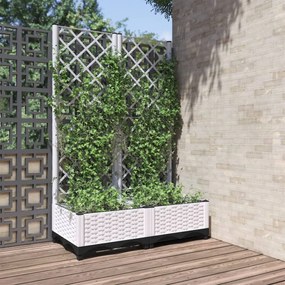 vidaXL Jardinieră de grădină cu spalier, alb, 80x40x121,5 cm, PP