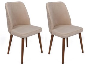 Set 2 scaune haaus Tutku, Crem/Nuc, textil, picioare metalice