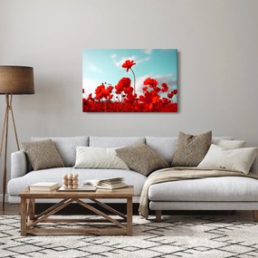 Tablou - Câmp cu flori roșu deschis (90x60 cm)