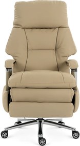 ELITE RECLINER SC1– Scaun Executiv Premium din Piele Naturală, Reclinabil electric, 2 Motoare, Suport pentru Picioare, Bej