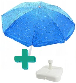 Set umbrela de plaja ALVO 220cm albastru + suport ZEPHY
