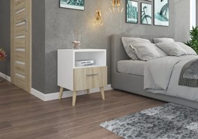 Noptiera cu sertar, 40x53x37 cm, Logan, ADRK Furniture (Culoare: Alb)