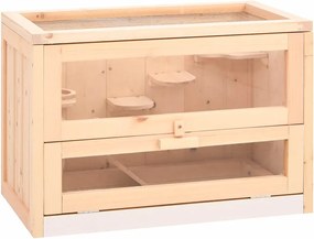 vidaXL Cușcă pentru hamsteri, 60x35,5x42 cm, lemn masiv de brad