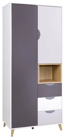 Dulap cu rafturi Juna 2 (alb + grafit + gri + stejar lefkas). 1087398