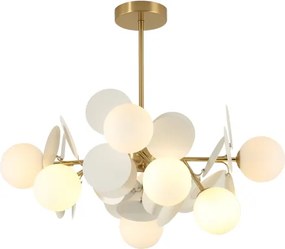 Brilagi - Lustră pe tijă BALMO, 8xG9/9W/230V, Ø 60 cm, auriu/alb