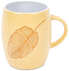 Cană ceramică cu decor Leaf, galben