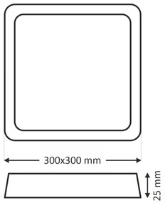 Plafonieră LED/24W/230V 3000/4000/6500K 30x30 cm negru