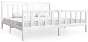 3100979 vidaXL Cadru de pat, alb, 200x200 cm, lemn masiv