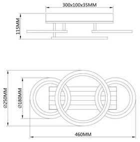 Globo 67360D3 - Plafonieră LED BLEVINS, 21W, 230V, 3000/4200/600K, 25x46cm