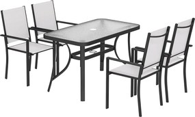Outsunny Set de Prânz Grădină cu Orificiu pentru Umbrelă, Masă, Scaune pentru 4, Gri Deschis | Aosom Romania