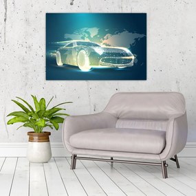 Tablou - Mașină din forme geometrice (90x60 cm)