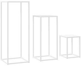 Outsunny Lot de 3 suporturi pentru plante pătrate din metal, empilabile interior și exterior, pentru grădină, balcon, casă, alb | Aosom Romania