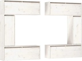 vidaXL Comode TV, 6 buc., alb, lemn masiv de pin