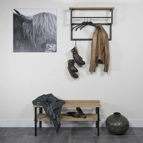 Cuier de perete negru/în culoare naturală cu raft din metal 71 cm Rizzoli – Spinder Design