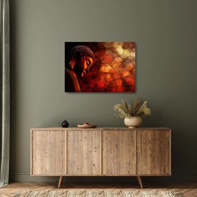Tablou pe sticlă - Buddha în nuanțe roșii (70x50 cm)