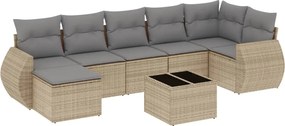 vidaXL Set canapele de grădină, 8 piese, cu perne, bej, poliratan