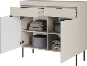 Comodă cu două uși Sentia 105 cm cu două sertare - cașmir / negru