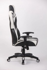 Scaun gaming Genator V8, piele ecologica, Negru/Alb