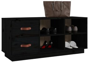 Banca pentru pantofi, negru, 100x34x45 cm, lemn masiv de pin 1, Negru