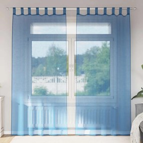 vidaXL Perdele Voile cu buzunare pentru bare 2 buc Albastru regal